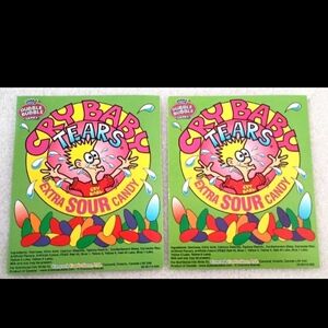 2 Dubble Bubble Cry Baby X Sour Candy Machine Vending Display Card 2000s NOS NEW